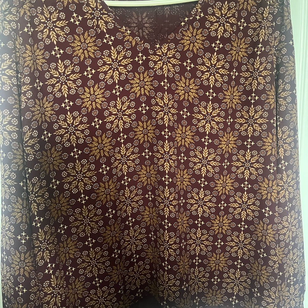 Brown Boxy Long Sleeve Blouse